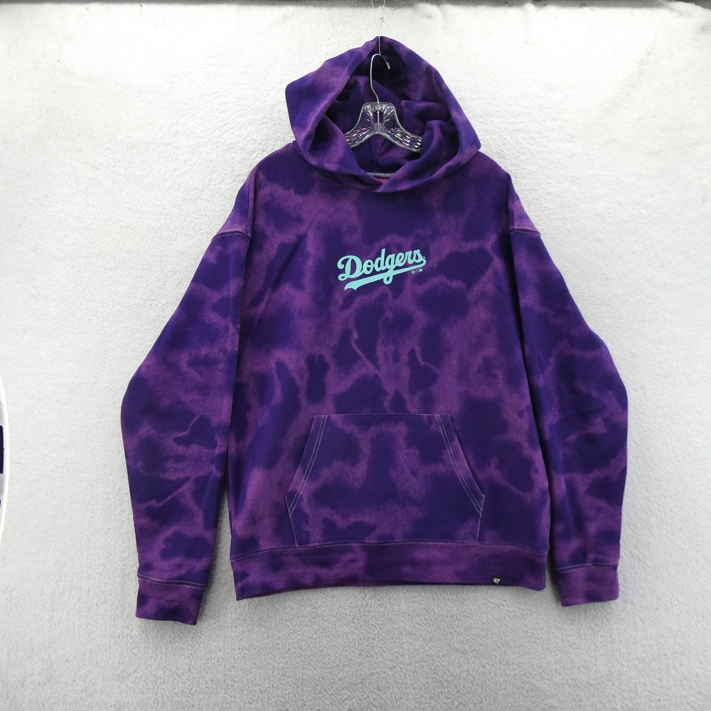 47 Los Angeles Dodgers Mens Medium Purple Tie Dye Fleece Hoodie Sweatshirt MLB